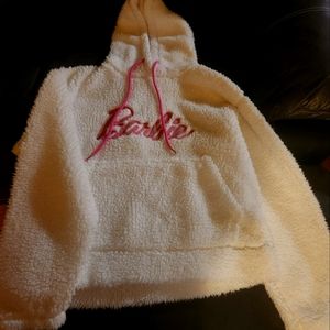 Barbie White and Pink Logo Shearpe Sweatshirt 💗